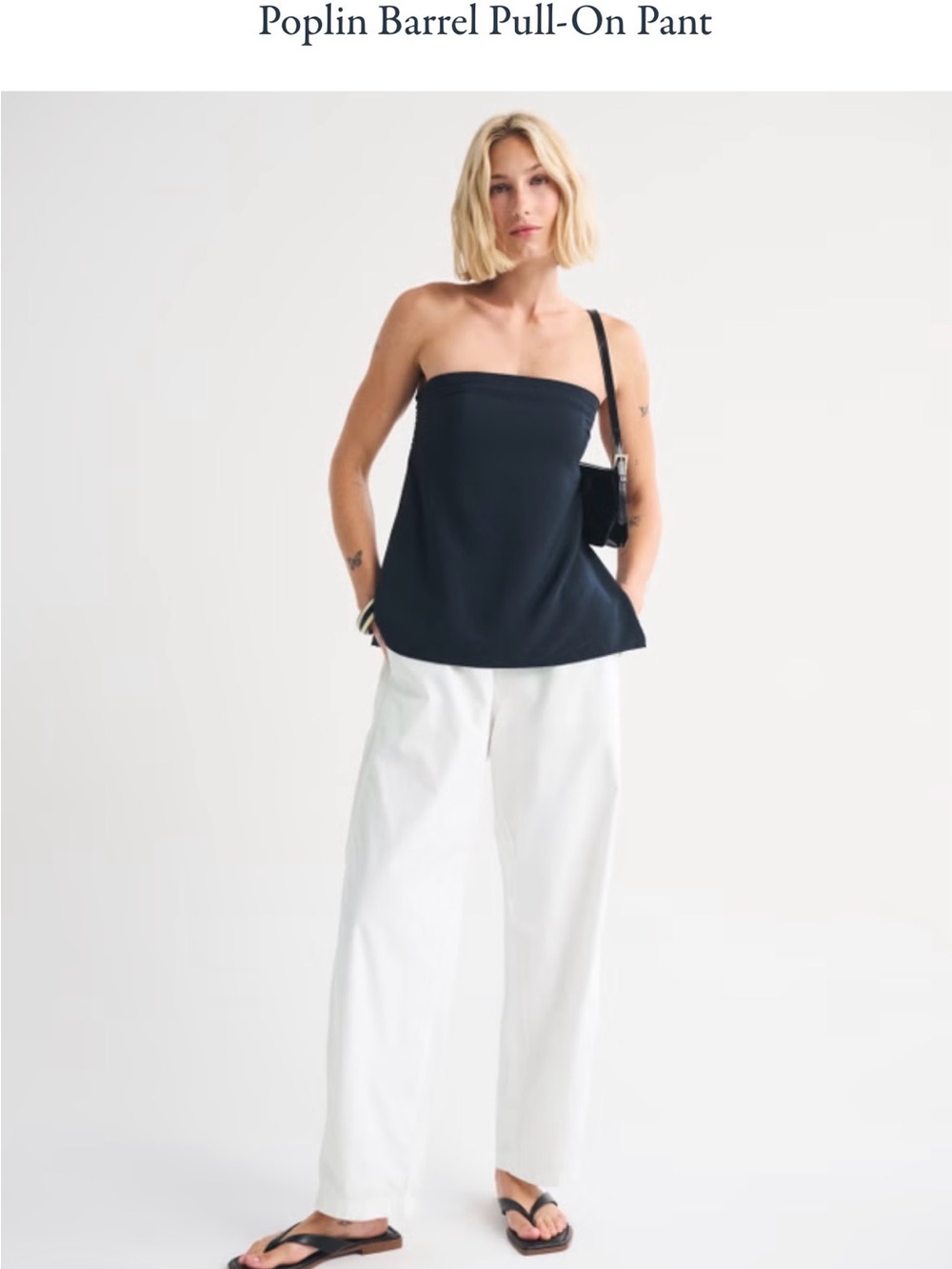 Abercrombie & Fitch White Poplin Barrel Pull-On Pants